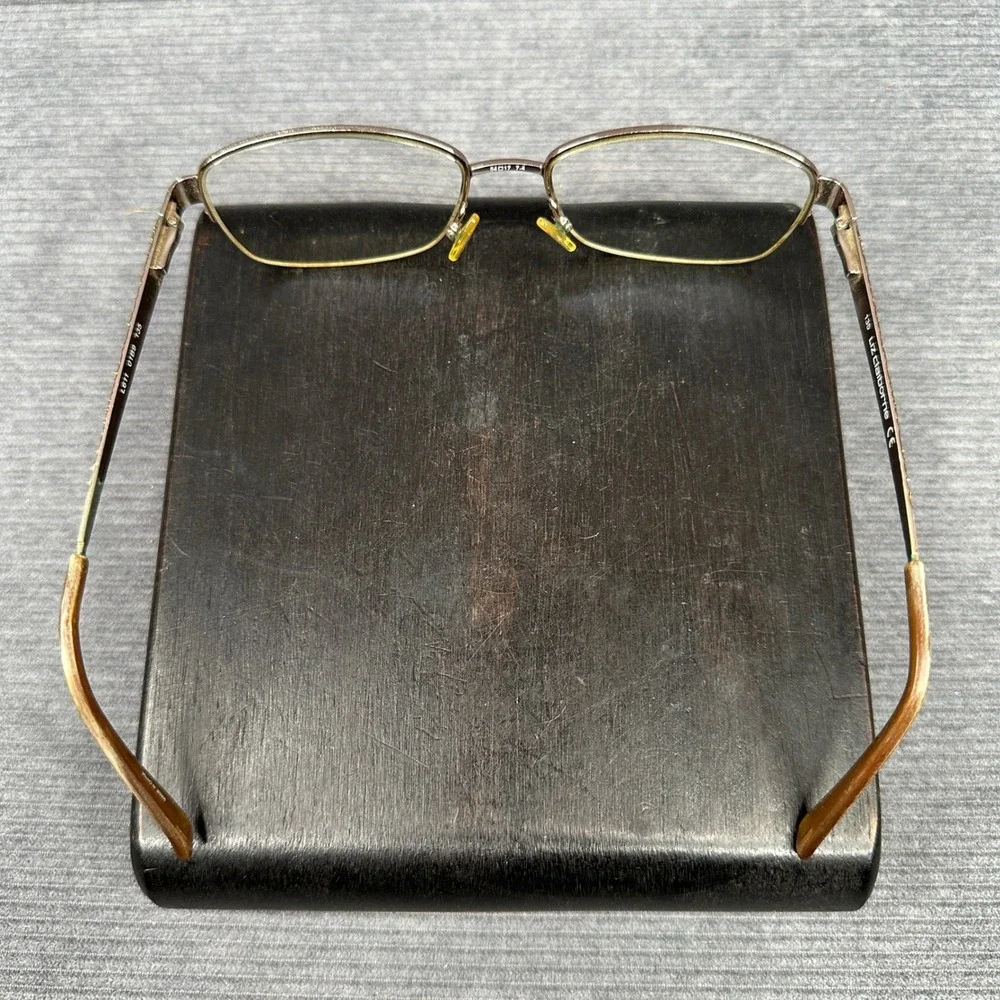 Liz Claiborne L611 Bronze Gold Textured Temple Y2K Eyeglasses Frames 54-17-135